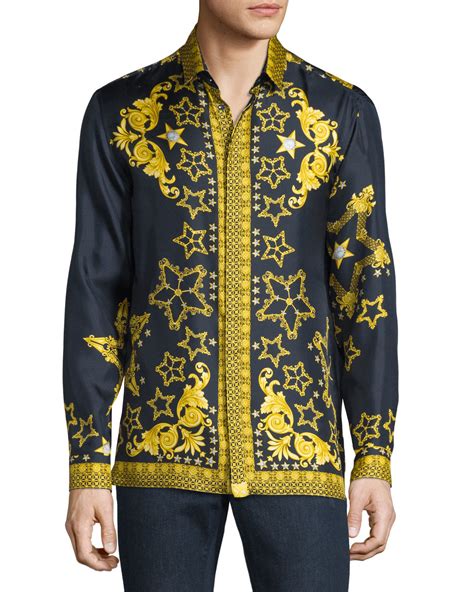 blue versace shirt mens